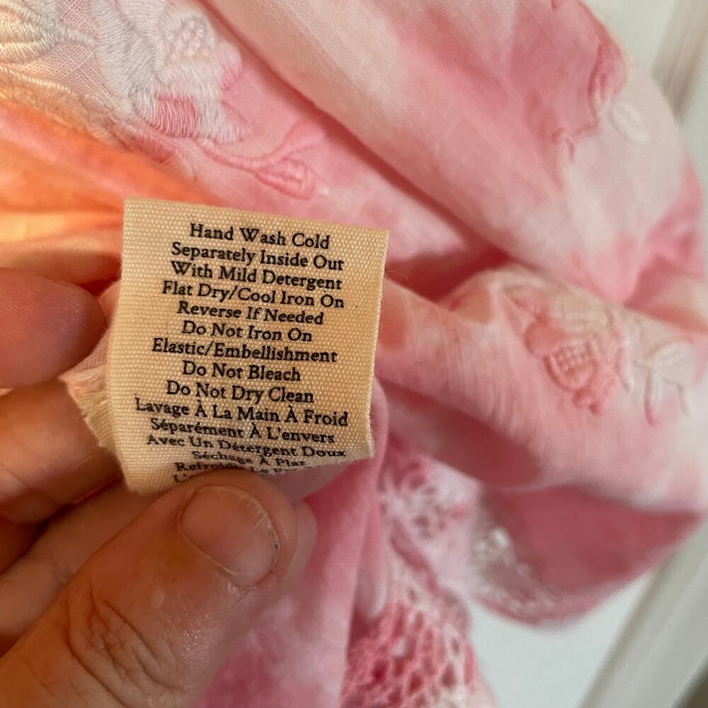 LoveShackFancy Divine Bloom Embroidery Mini Dress  in Pink Tye Dye Size 10 - Picture 14 of 15